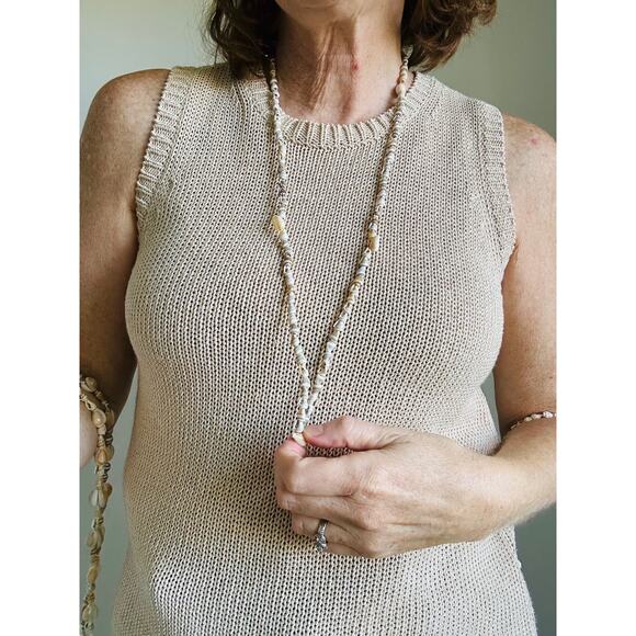 Set of 4 Seashell Long Strand Necklaces | Beachy Indie Vintage Boho Jewelry - Picture 6 of 8